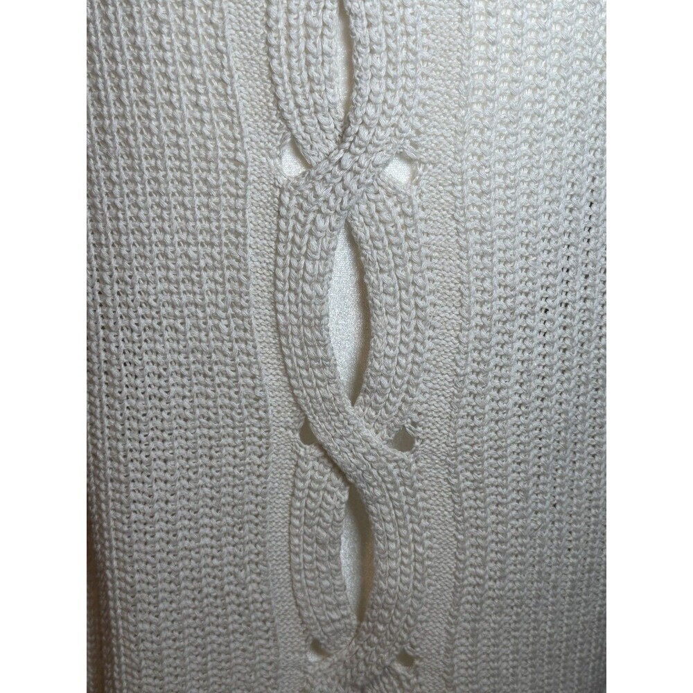 Express Women's Acrylic Blend Long Sleeve Scoop Neck Ivory Crop Sweater Size XS - Picture 8 of 10